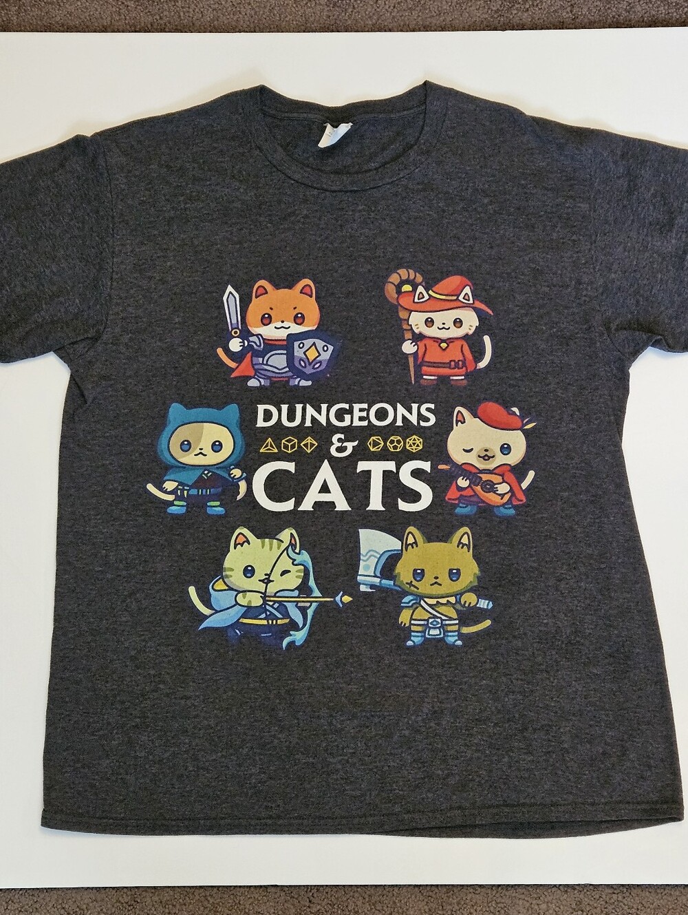 Port & Company Dungeons & Cats Men's Large Cotton Polyester Graphic T-Shirt